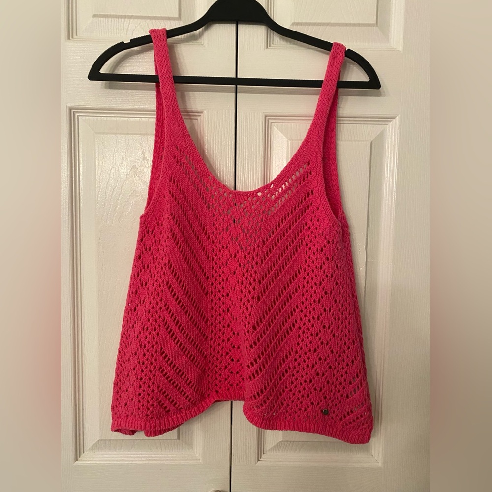 Abercrombie & Fitch Pink Knit Crochet Top XS